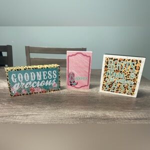 Western Wall Decor Quotes bundle of three wooden pictures used